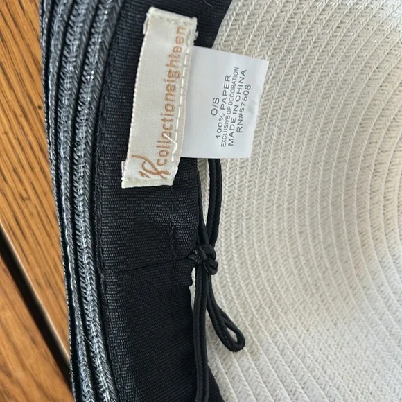 Vintage Black and White Straw Sun Hat - Picture 6 of 7